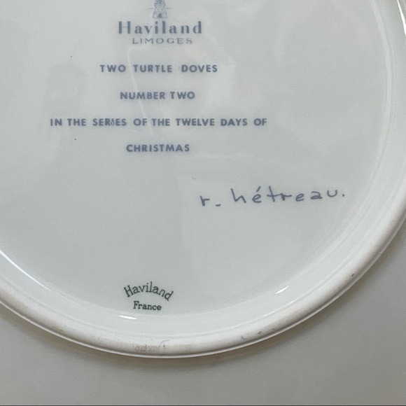 1971 HAVILAND Limoges 12 Days of Christmas Two Turtle Doves Decorative Plate - Picture 8 of 10
